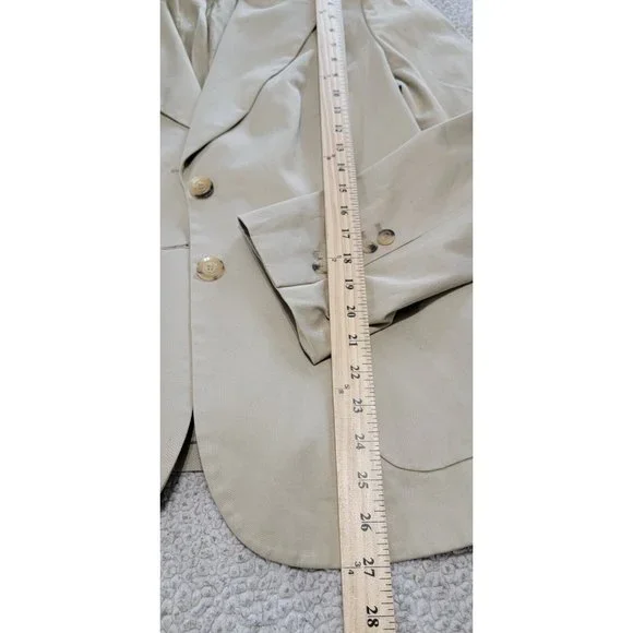 Escada Womens Beige Blazer Coat Long Sleeve Two Front Button w/ Pockets Size 44 - Picture 8 of 10